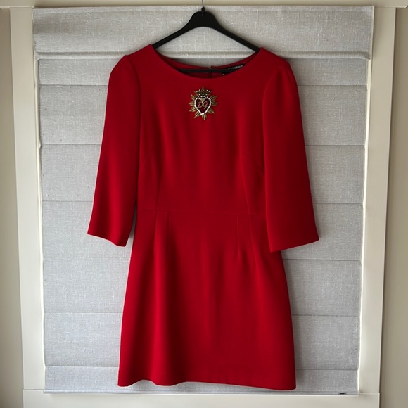 Dolce & Gabbana Red Dress with Sacred Heart Embellishment  6 - Picture 1 of 6